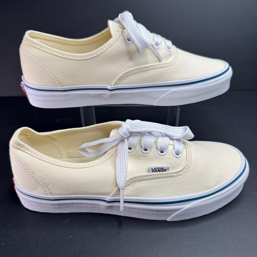 Vans Authentic Cream Canvas Low Top Sneakers Womens 7.5 Mens 6.0 721356
